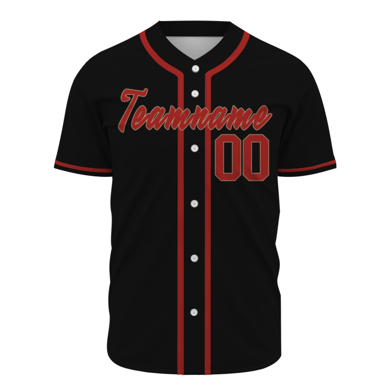 Custom Black Red Classic Style Full Button Authentic Baseball Jersey