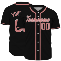 Custom Black Pink Classic Style Full Button Authentic Baseball Jersey