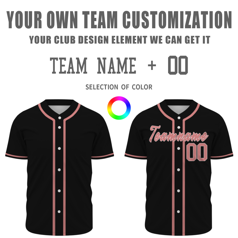 Custom Black Pink Classic Style Full Button Authentic Baseball Jersey