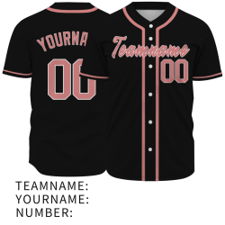Custom Black Pink Classic Style Full Button Authentic Baseball Jersey