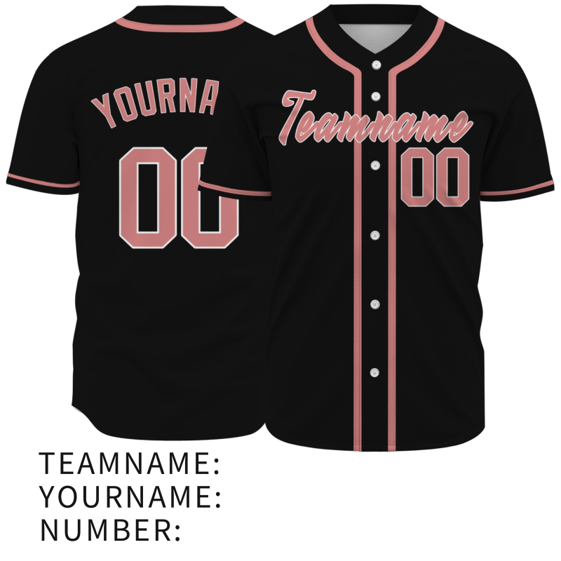 Custom Black Pink Classic Style Full Button Authentic Baseball Jersey