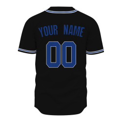 Custom Black Blue White Classic Style Full Button Authentic Baseball Jersey