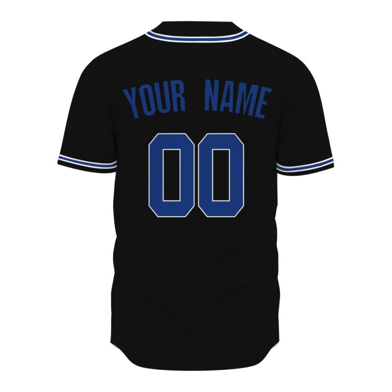 Custom Black Blue White Classic Style Full Button Authentic Baseball Jersey