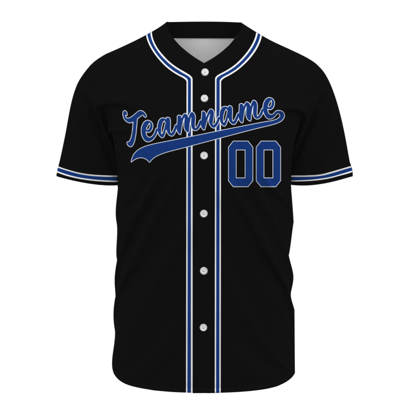 Custom Black Blue White Classic Style Full Button Authentic Baseball Jersey