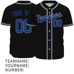 Custom Black Blue White Classic Style Full Button Authentic Baseball Jersey