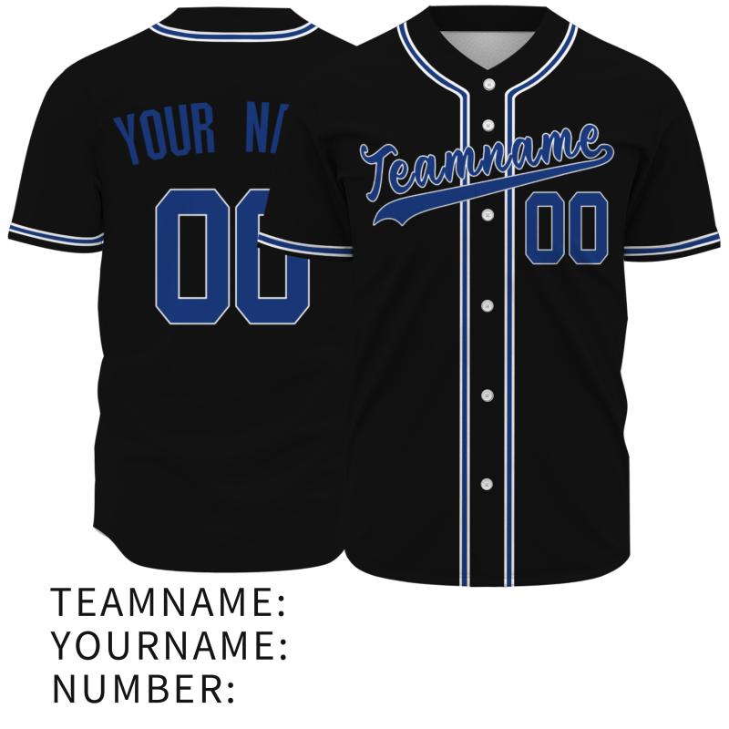 Custom Black Blue White Classic Style Full Button Authentic Baseball Jersey
