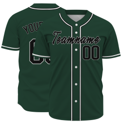 Custom Dark Green Black White Classic Style Full Button Authentic Baseball Jersey