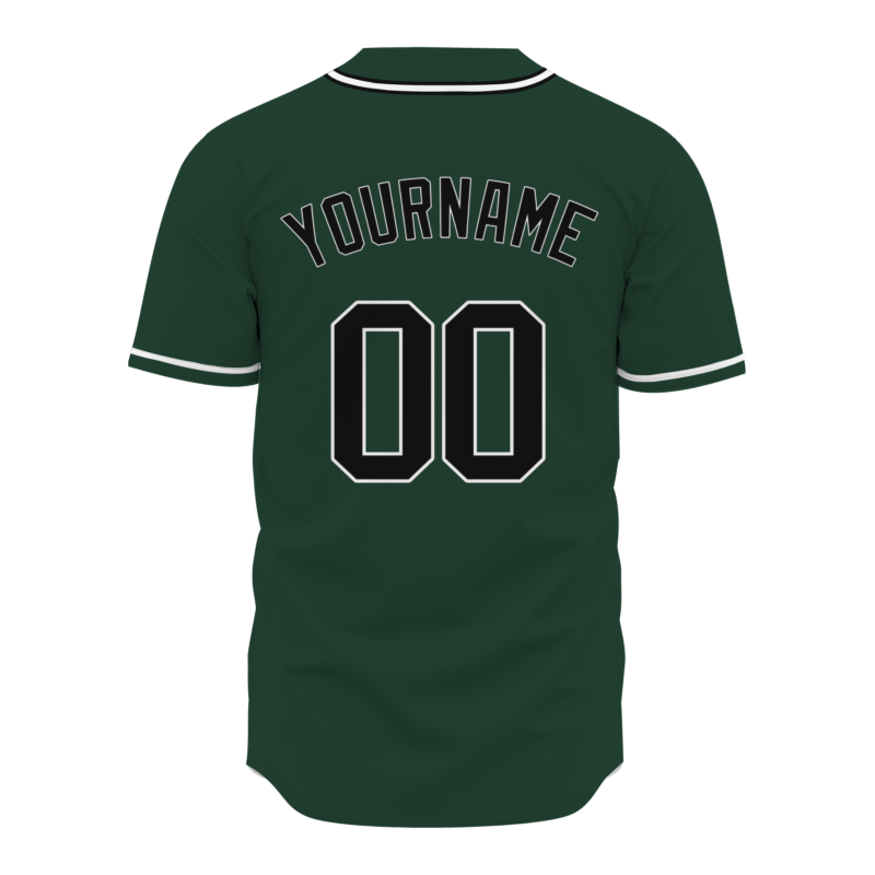 Custom Dark Green Black White Classic Style Full Button Authentic Baseball Jersey