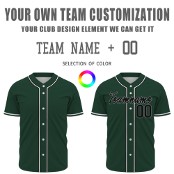 Custom Dark Green Black White Classic Style Full Button Authentic Baseball Jersey