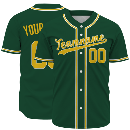 Custom Green yellow White Classic Style Full Button Authentic Baseball Jersey