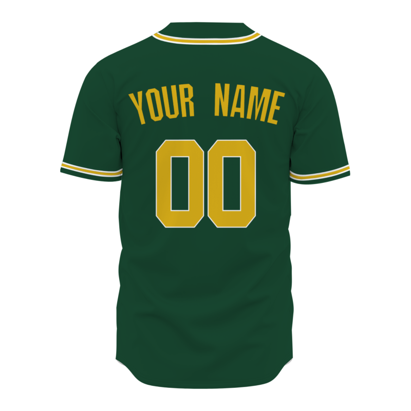 Custom Green yellow White Classic Style Full Button Authentic Baseball Jersey