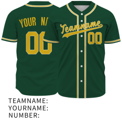 Custom Green yellow White Classic Style Full Button Authentic Baseball Jersey