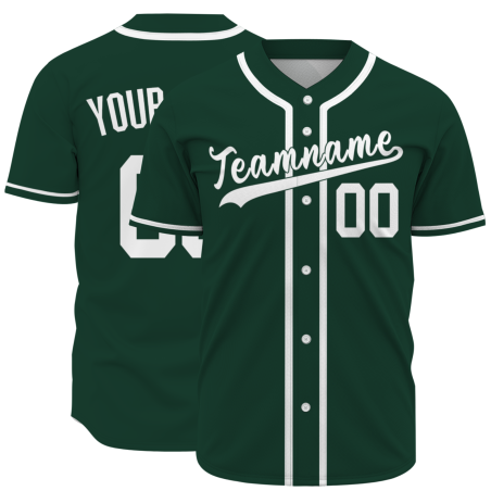 Custom Green White Classic Style Fashion Design Full Button Authentic Baseball Jersey