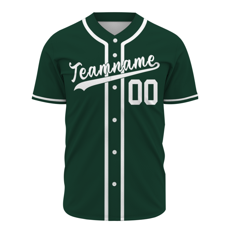 Custom Green White Classic Style Fashion Design Full Button Authentic Baseball Jersey