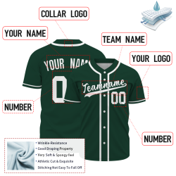 Custom Green White Classic Style Fashion Design Full Button Authentic Baseball Jersey