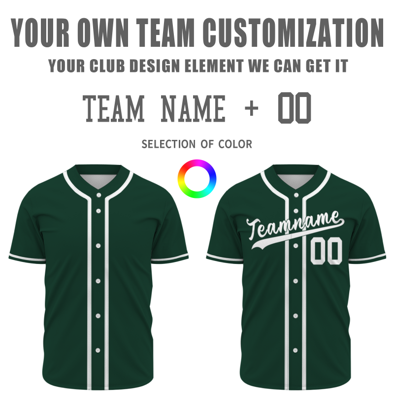 Custom Green White Classic Style Fashion Design Full Button Authentic Baseball Jersey