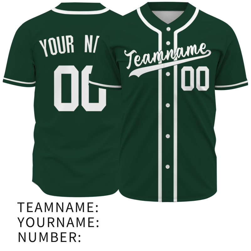 Custom Green White Classic Style Fashion Design Full Button Authentic Baseball Jersey