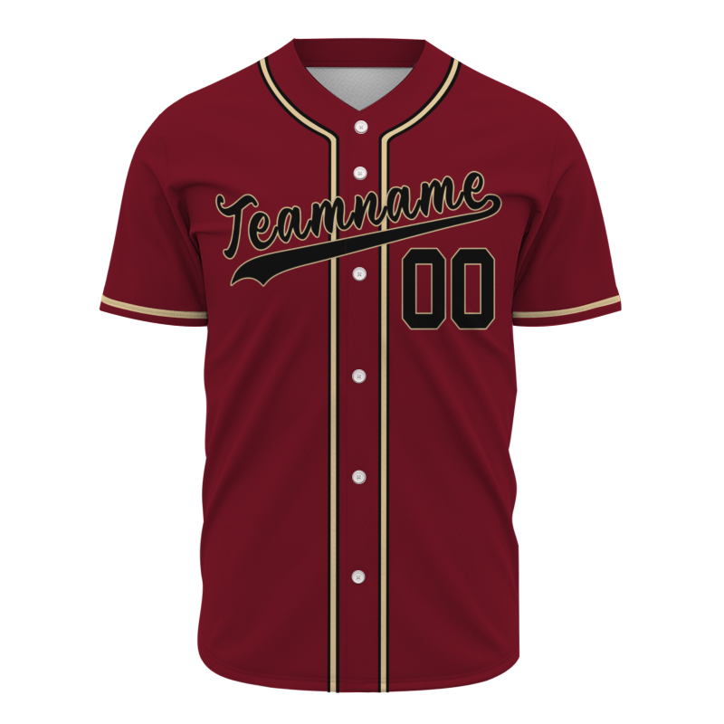 Custom Red Beige Black Classic Style Fashion Design Full Button Authentic Baseball Jersey