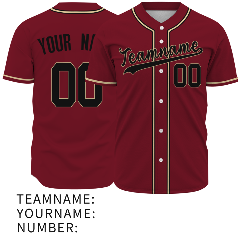 Custom Red Beige Black Classic Style Fashion Design Full Button Authentic Baseball Jersey