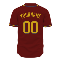 Custom Burgundy Gold Classic Style Fashion Design Full Button Authentic Baseball Jersey
