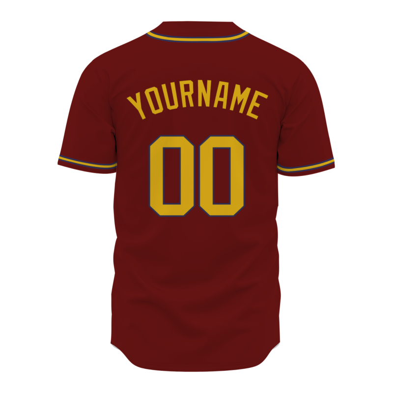 Custom Burgundy Gold Classic Style Fashion Design Full Button Authentic Baseball Jersey