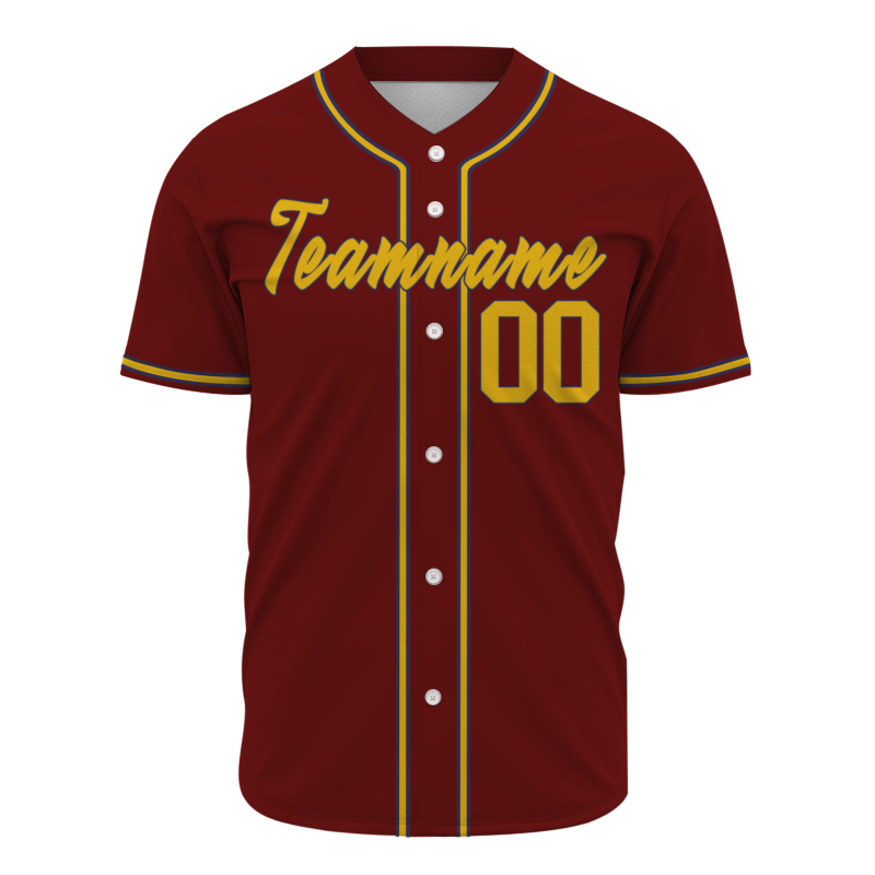 Custom Burgundy Gold Classic Style Fashion Design Full Button Authentic Baseball Jersey