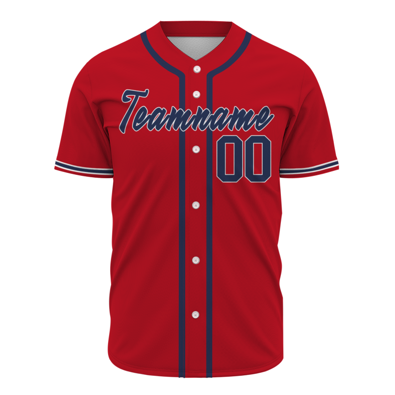 Custom Red Black Blue Classic Style Fashion Design Full Button Authentic Baseball Jersey