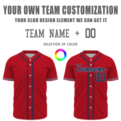 Custom Red Black Blue Classic Style Fashion Design Full Button Authentic Baseball Jersey