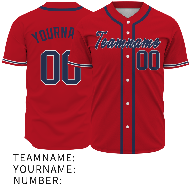 Custom Red Black Blue Classic Style Fashion Design Full Button Authentic Baseball Jersey