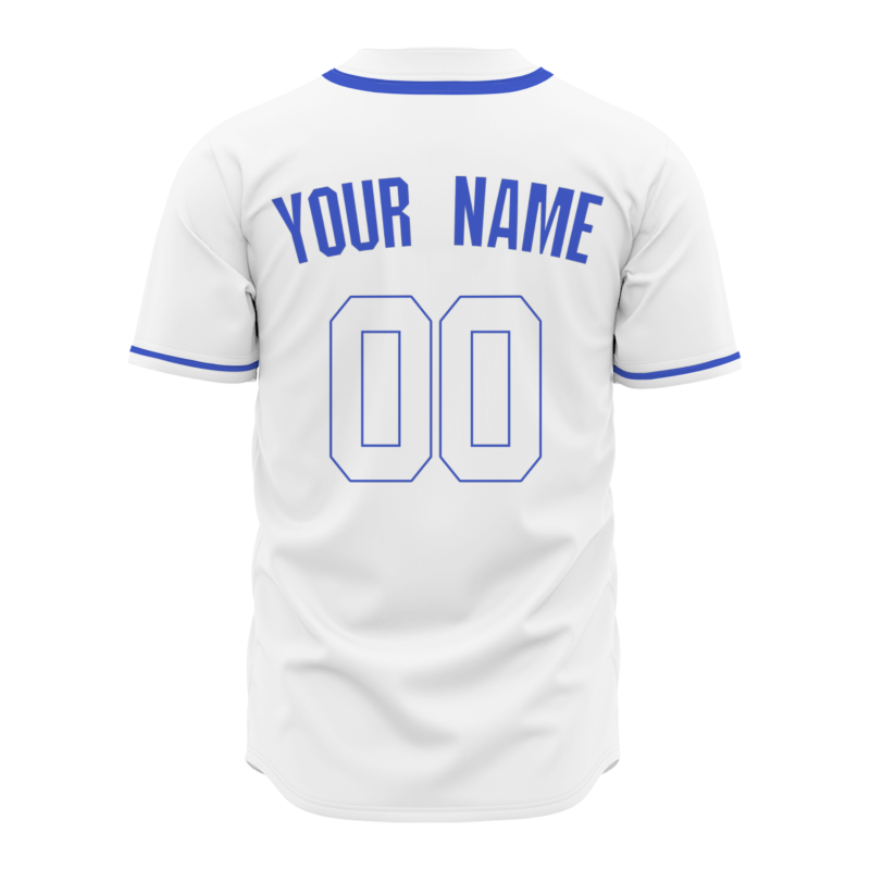 Custom White Blue Classic Style Fashion Design Full Button Authentic Baseball Jersey
