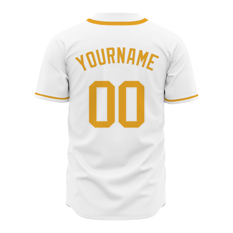 Custom White Yellow Classic Style Fashion Design Full Button Authentic Baseball Jersey