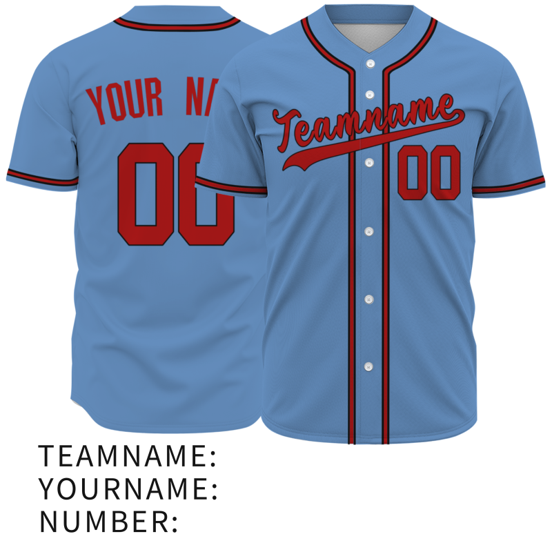 Custom Blue Red Classic Style Fashion Design Full Button Baseball Jersey
