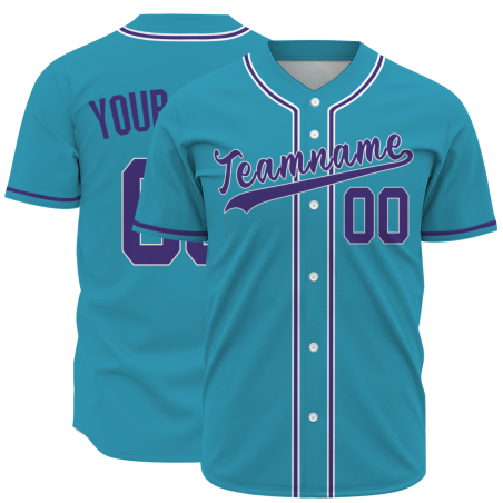 Custom Blue Purple Classic Style Fashion Design Full Button Baseball Jersey