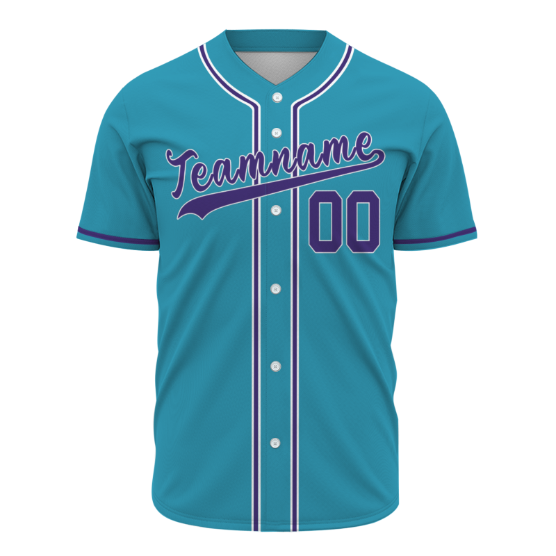 Custom Blue Purple Classic Style Fashion Design Full Button Baseball Jersey