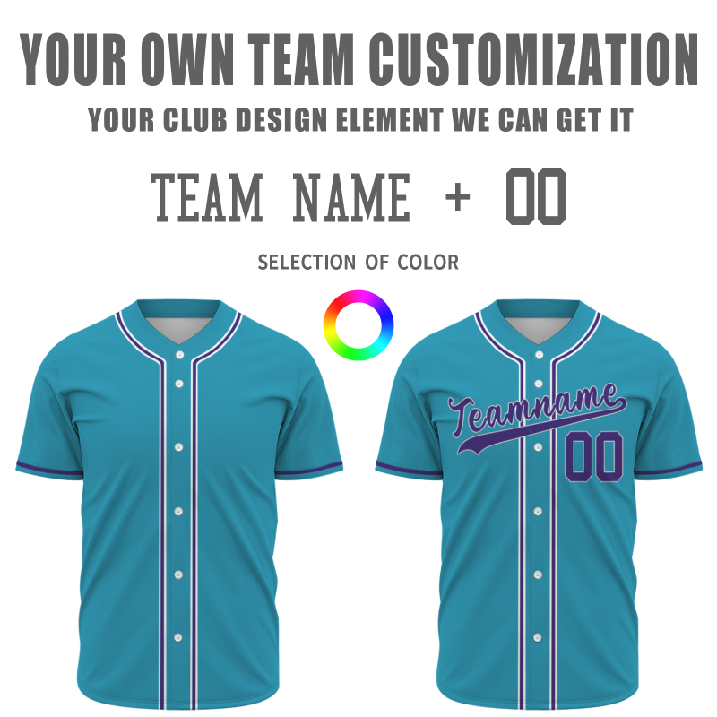 Custom Blue Purple Classic Style Fashion Design Full Button Baseball Jersey