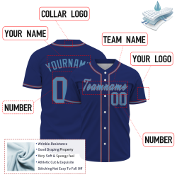 Custom Purple Blue Classic Style Fashion Design Full Button Baseball Jersey
