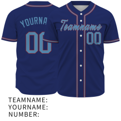 Custom Purple Blue Classic Style Fashion Design Full Button Baseball Jersey