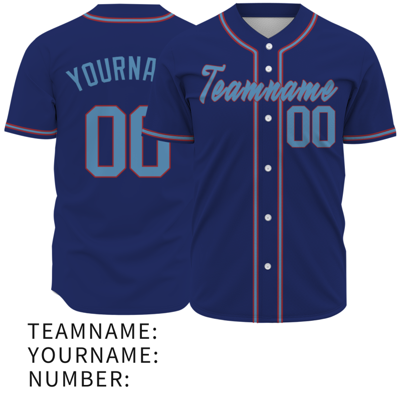 Custom Purple Blue Classic Style Fashion Design Full Button Baseball Jersey