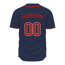 Custom Navy Blue Red Classic Style Fashion Design Full Button Baseball Jersey