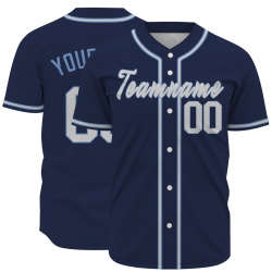 Custom Navy Blue Blue Gray Classic Style Fashion Design Full Button Baseball Jersey