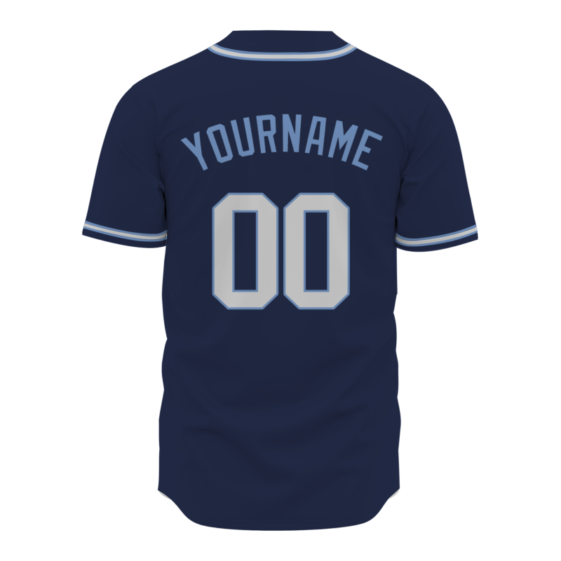 Custom Navy Blue Blue Gray Classic Style Fashion Design Full Button Baseball Jersey