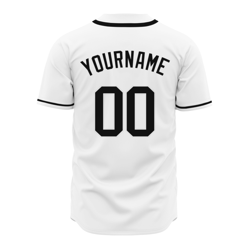 Custom White Black Button Down Baseball Jersey Classic Style Sport Jersey
