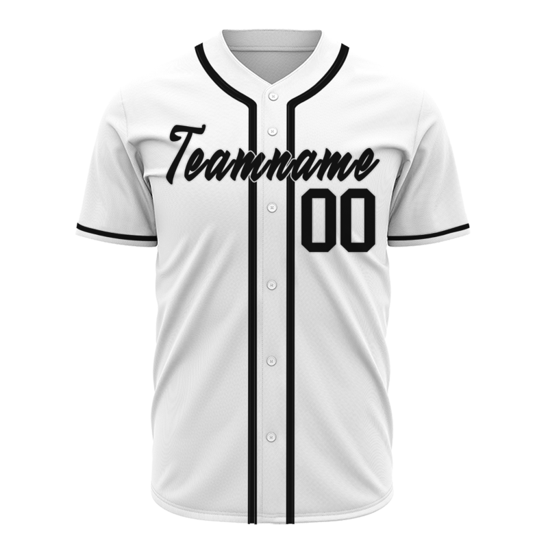 Custom White Black Button Down Baseball Jersey Classic Style Sport Jersey