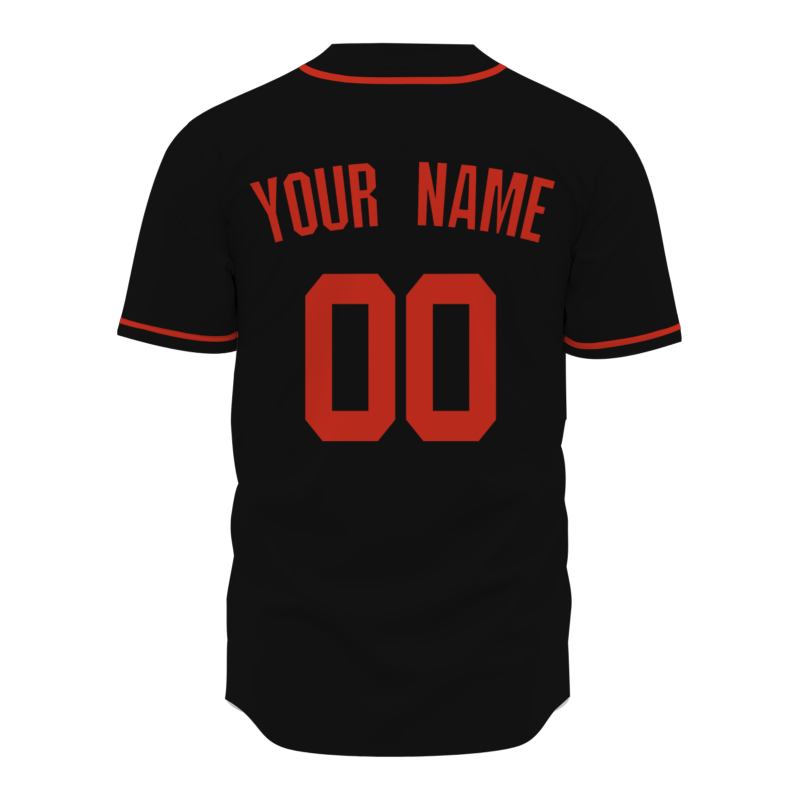 Custom Black Red Button Down Baseball Jersey Classic Style Sport Jersey