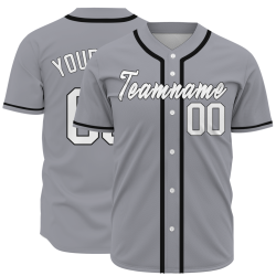 Custom Gray White Black Button Down Baseball Jersey Classic Style Sport Jersey