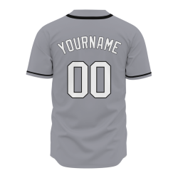 Custom Gray White Black Button Down Baseball Jersey Classic Style Sport Jersey