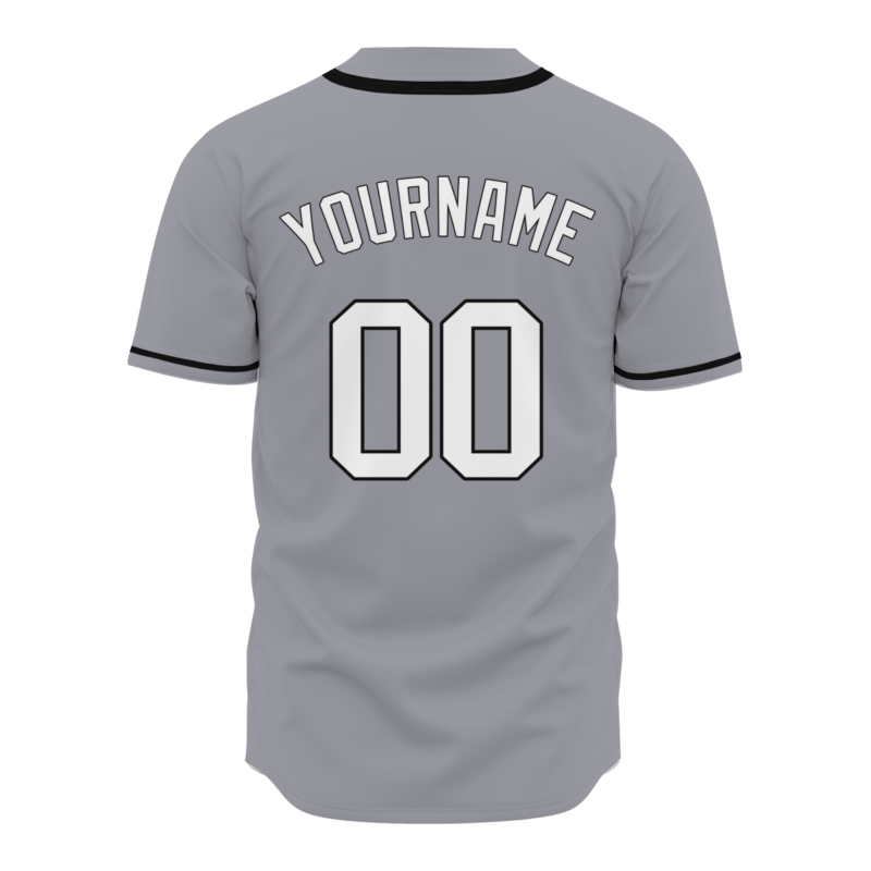 Custom Gray White Black Button Down Baseball Jersey Classic Style Sport Jersey