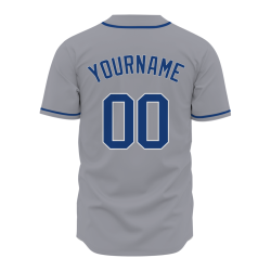 Custom Gray-Blue Button Down Baseball Jersey Classic Style Sport Jersey
