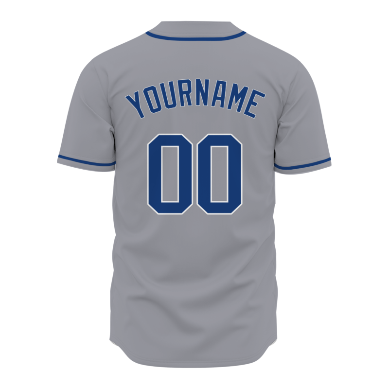 Custom Gray-Blue Button Down Baseball Jersey Classic Style Sport Jersey