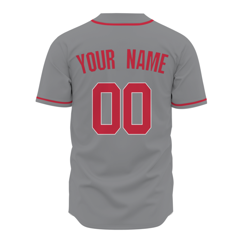 Custom Gray-Red Button Down Baseball Jersey Classic Style Sport Jersey